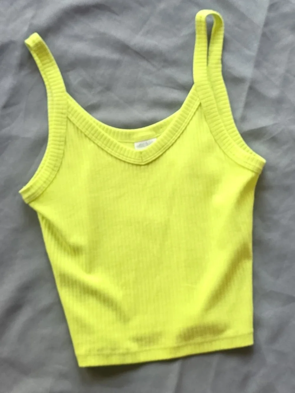 Neon Line Green Cropped Rib Tank Top - Picture 1 of 7